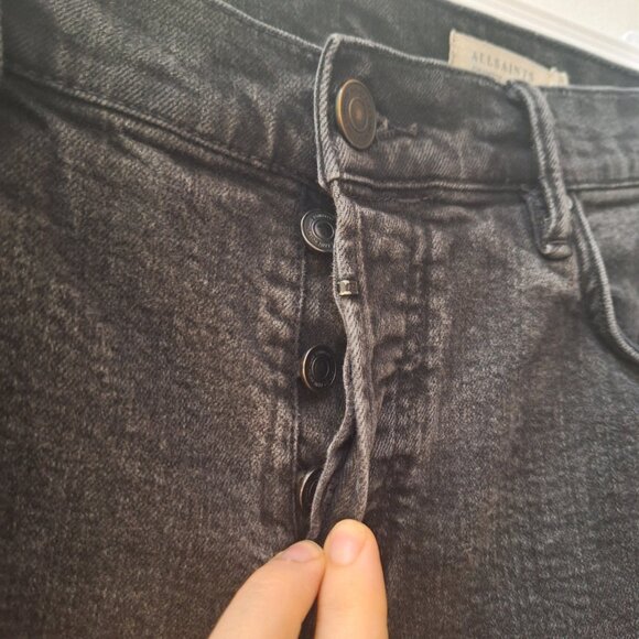 ALL SAINTS Washed Black Cigarette Skinny Fit Stretch Denim Jeans - Picture 4 of 9
